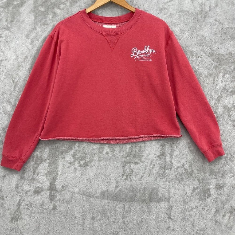 Denim & Supply Ralph Lauren Coral Cropped Raw Hem Brooklyn Sweatshirt